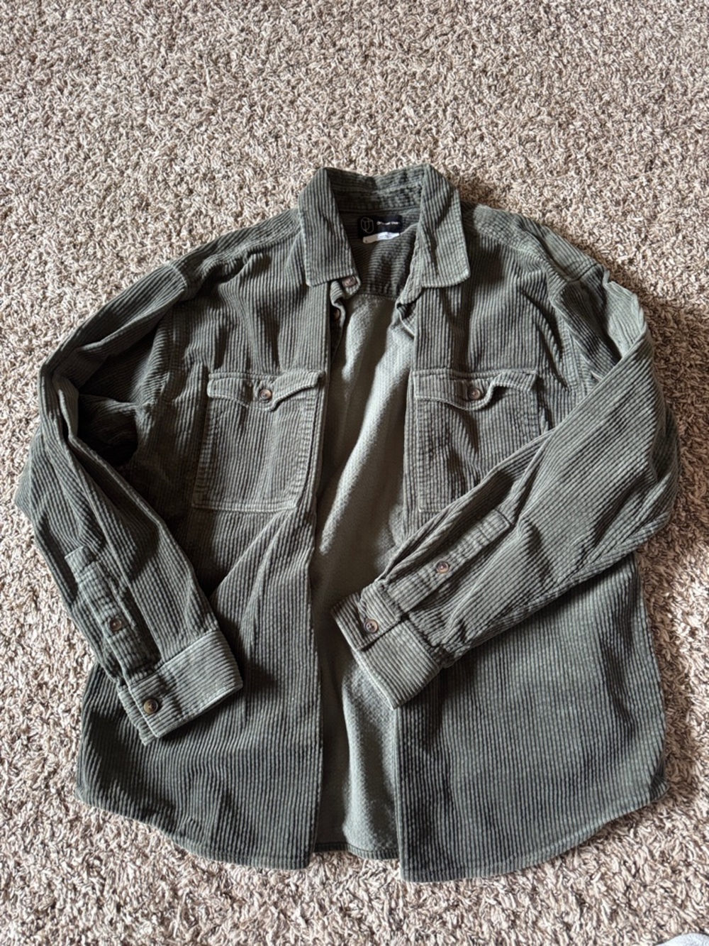 Original Use Olive Green Corduroy Shirt Jacket